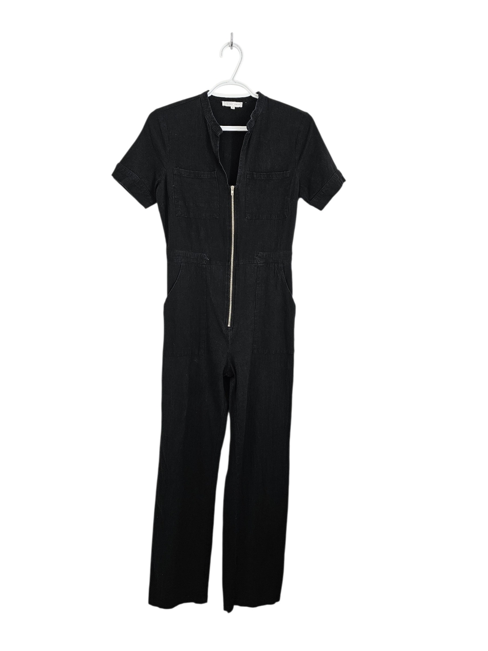 Emory Park Black Short-Sleeve Zip-Front Jumpsuit